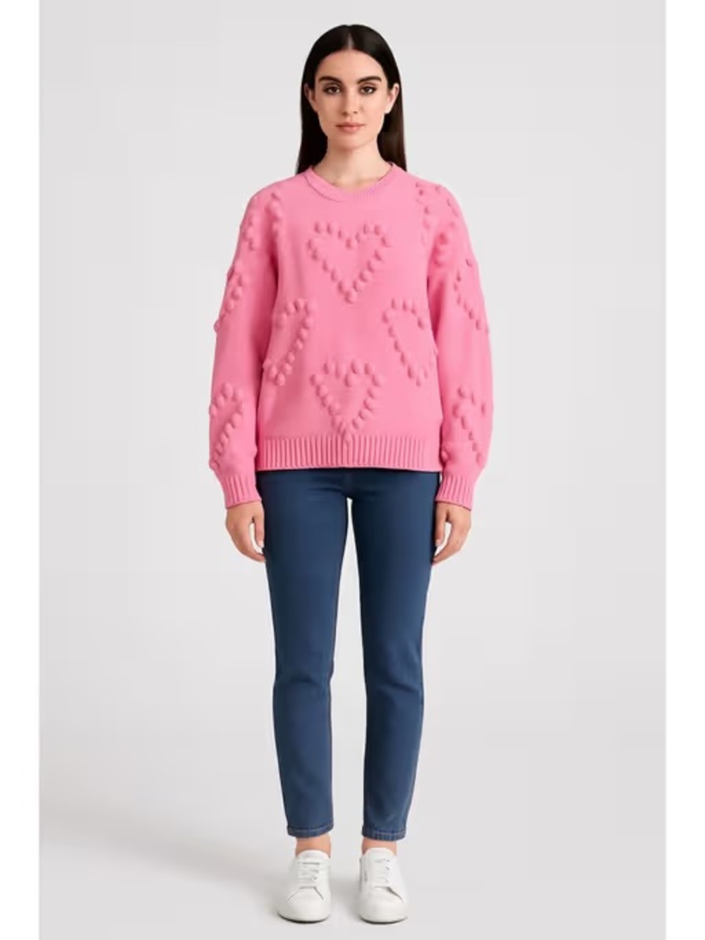 Cider HEART PATTERN TEXTURE SWEATER